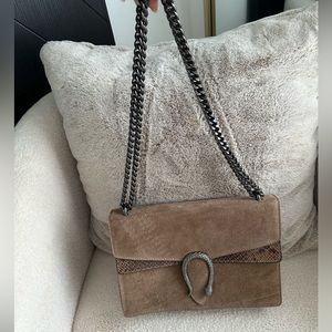 Taupe Snake Suede crossbody Bag